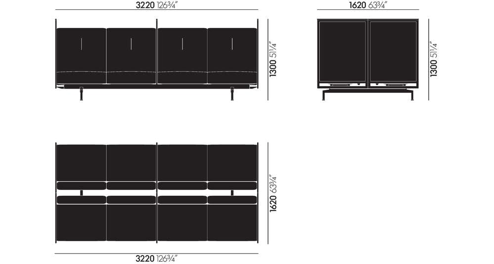 Soft Work Sofa Highback 4-Sitzer Doppel