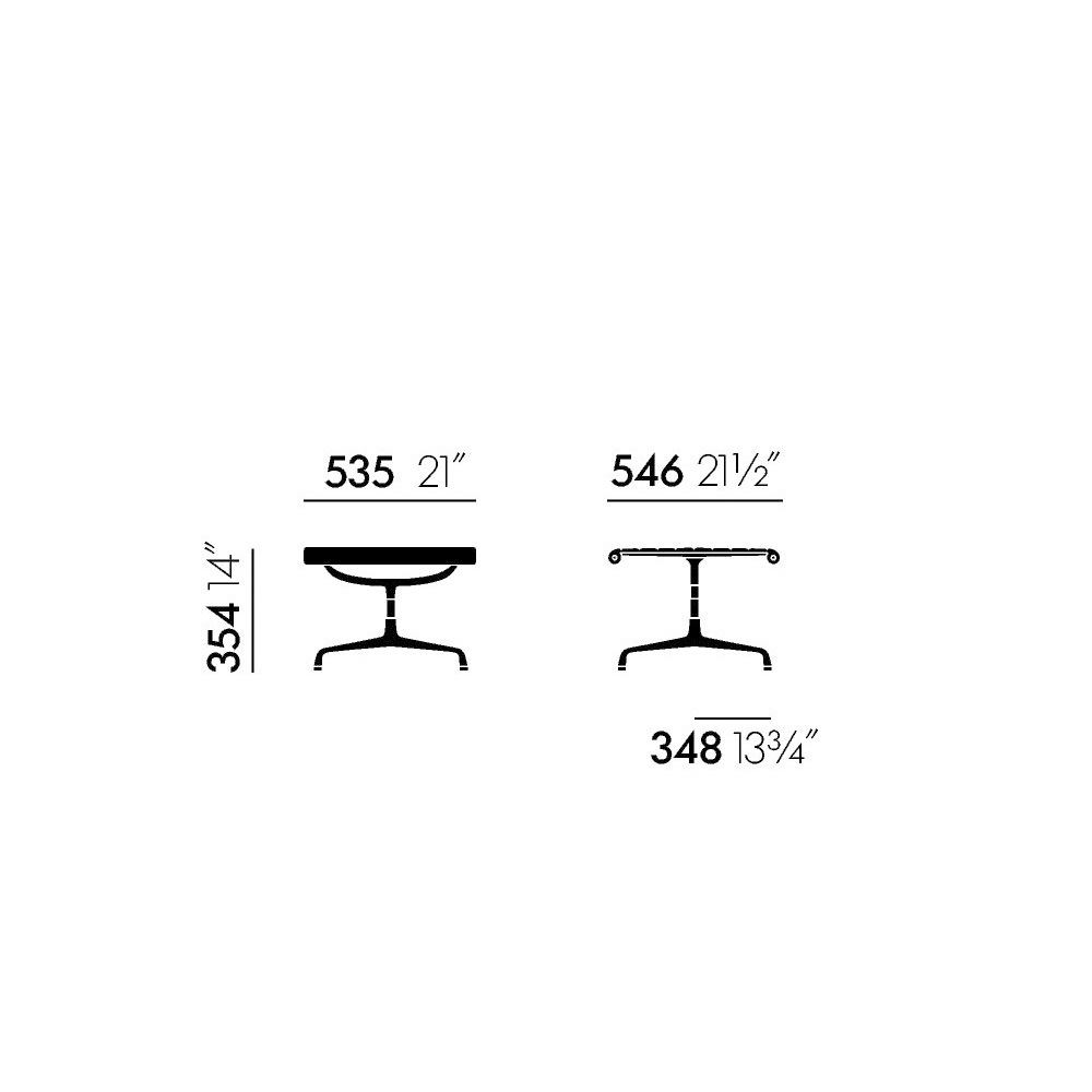 Vitra-Hocker-EA125-Masse Aluminium Chair EA 124 mit Hocker EA 125