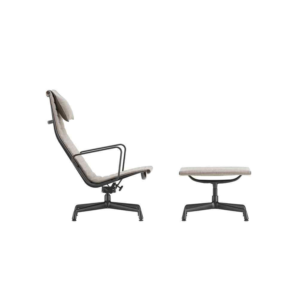 vitra-loungestuhl-ea-124-125-gestell-dunkel-stoff-hellgrau-1-stoll-koeln Aluminium Chair EA 124 mit Hocker EA 125