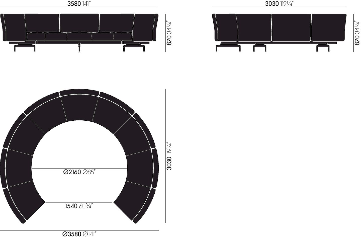 Soft Work Sofa 9-Sitzer Innenkreis