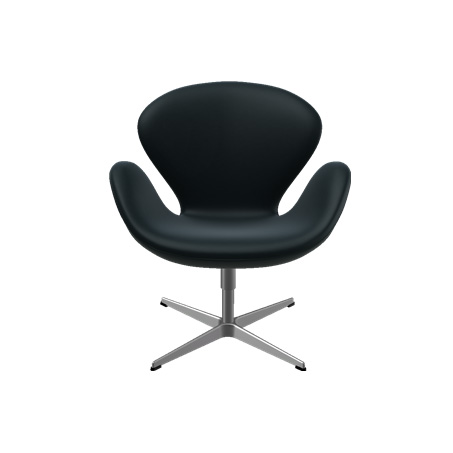 Fritz-Hansen-Sessel-Schwan-Leder-schwarz-vorne Der Schwan